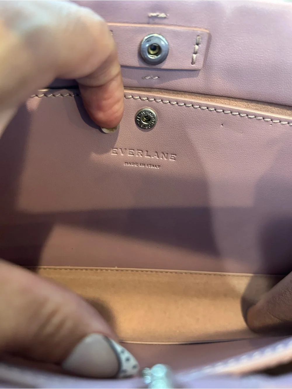 Everlane Lilac Pink the lunch box Bag made in Italy a few scuffs wear